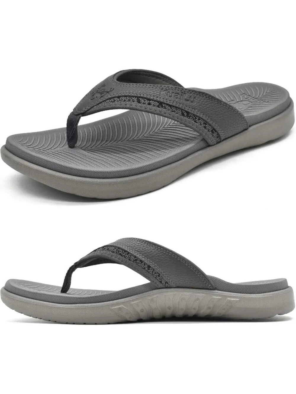 Men's Grey Arch Support Sport Flip Flops Comfort Orthotic Thong Sandal Shoes